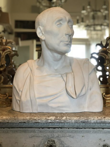 Plaster bust of Niccolda Uzzanoman signed H.Deroover in Uccle