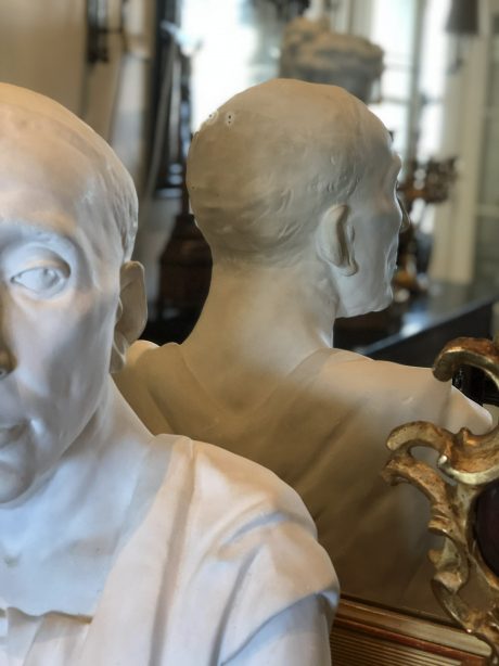 Plaster bust of Niccolda Uzzanoman signed H.Deroover in Uccle