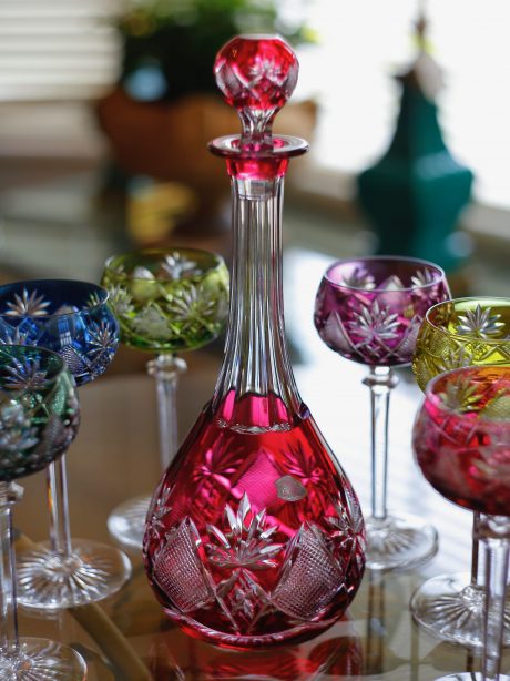 VSL Crystal Carafe and 6 glasses
