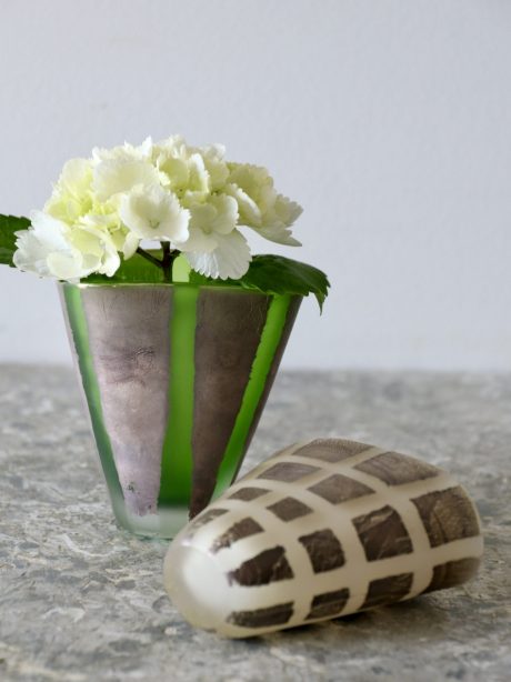 A pair of English Adam Aaronson studio glass vases