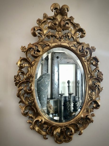 Carved Giltwood Louis XV Oval Mirror c.1820 - 1840