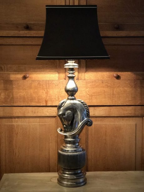 Large Silverplate 'Deknudt' Horse Lamp c.1970