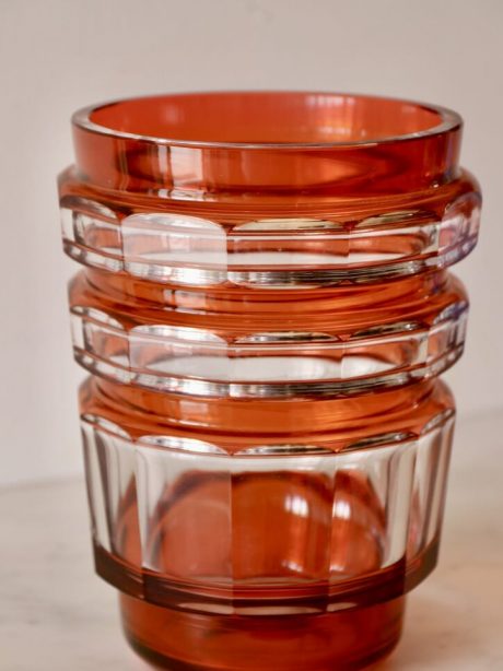 Val St Lambert art deco amber crystal vase c.1930's