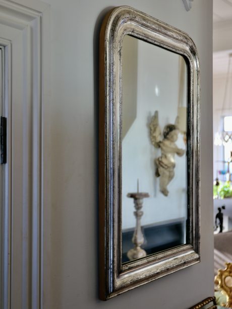 Late 19th century etched silver leaf frame French mirror