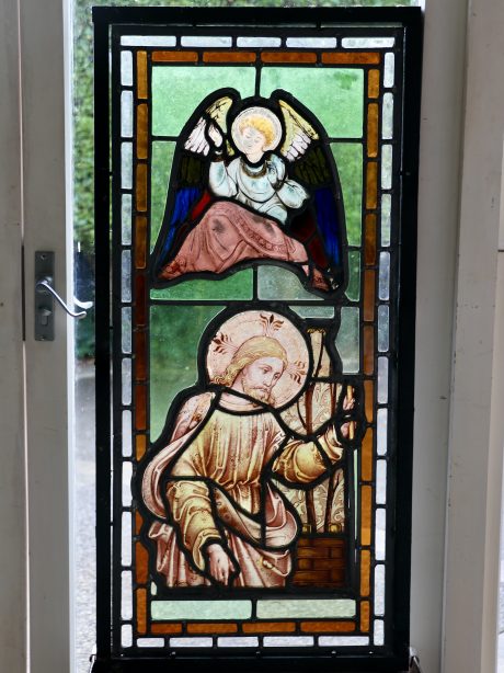An 18th century antique painted stained glass panel