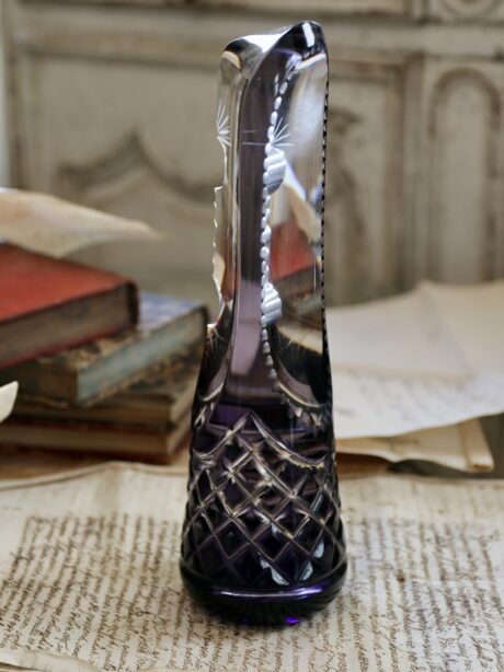 Val St Lambert amethyst trilateral column crystal paperweight