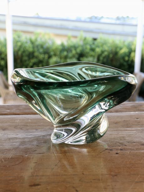 Val St Lambert handblown Emerald swirl vase