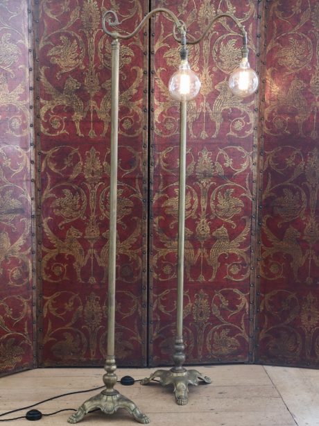 A pair of 20th century library standing lamps