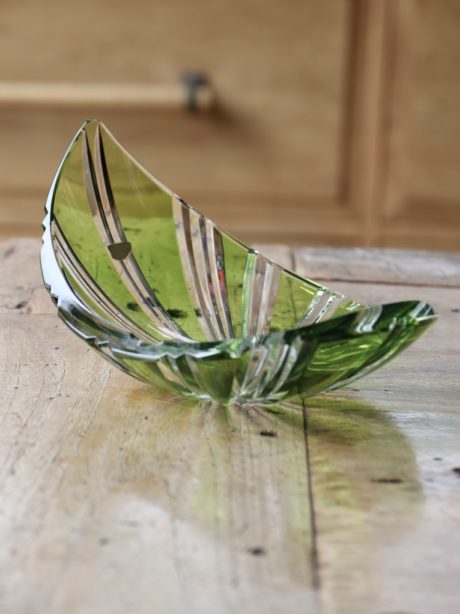 Val St Lambert lime crystal cut to clear bowl.