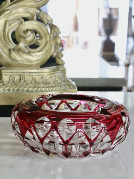 Val St Lambert cranberry crystal ash tray