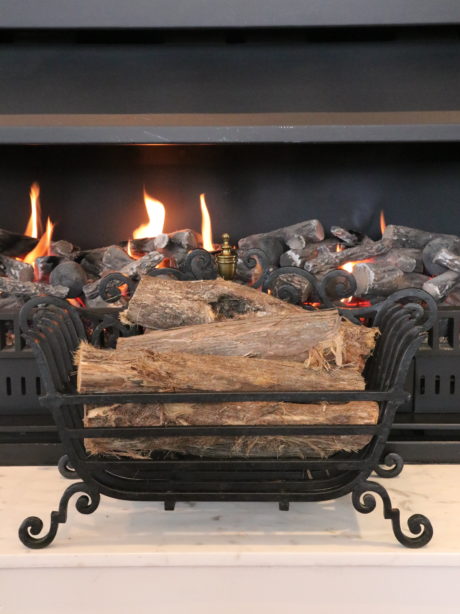 Mid century Cast iron hearth log basket
