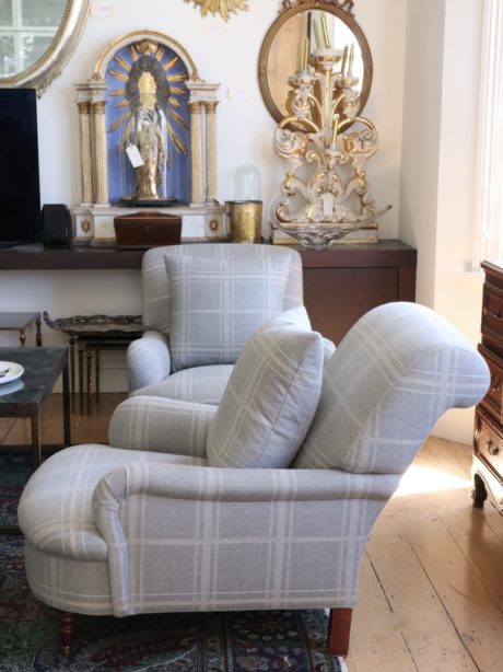 Pair of Howard & Sons style armchairs