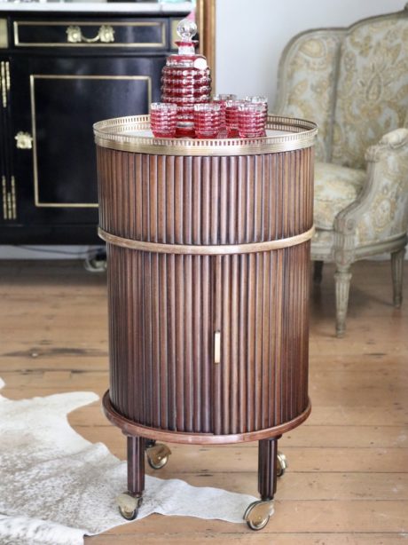 1950's Italian circular mahogany drinks cabinet