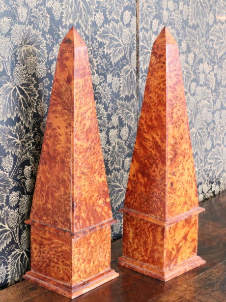 Pair of Art Deco Thuya burl obelisks c.1920
