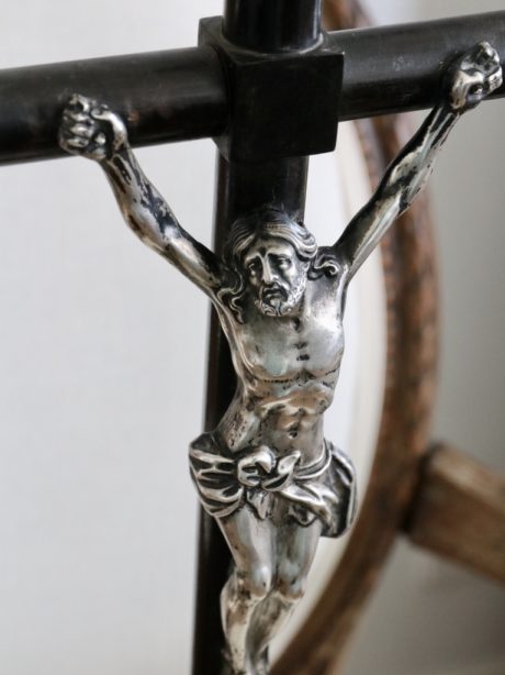 Antique ebonised and silver plated crucifix