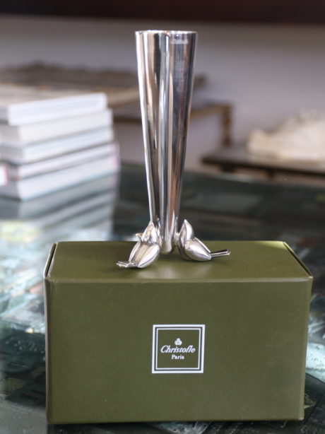 French Art Deco silver plated bud vase by Christofle