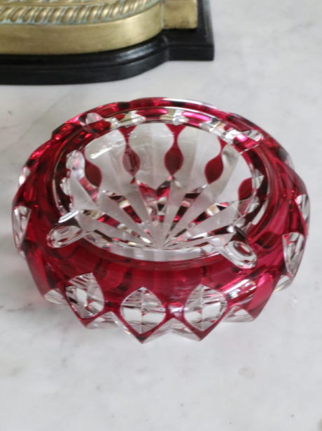 Val St Lambert cranberry crystal ash tray