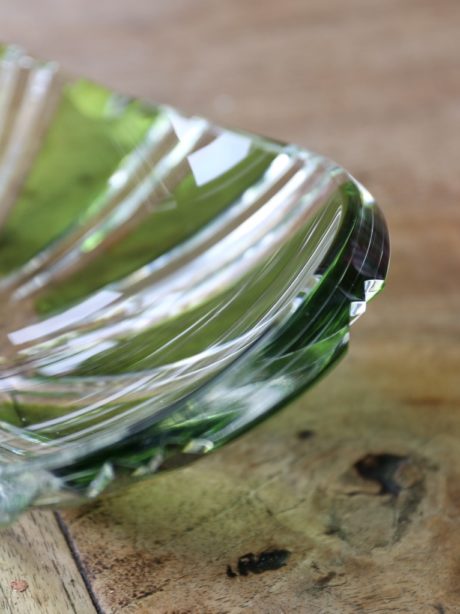 Val St Lambert lime crystal cut to clear bowl.