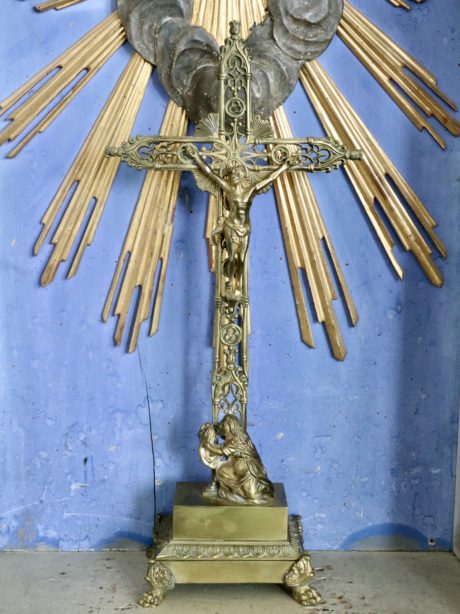Antique gilt metal crucifix
