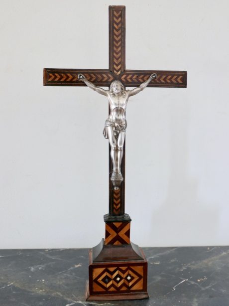 Antique French standing altar crucifix