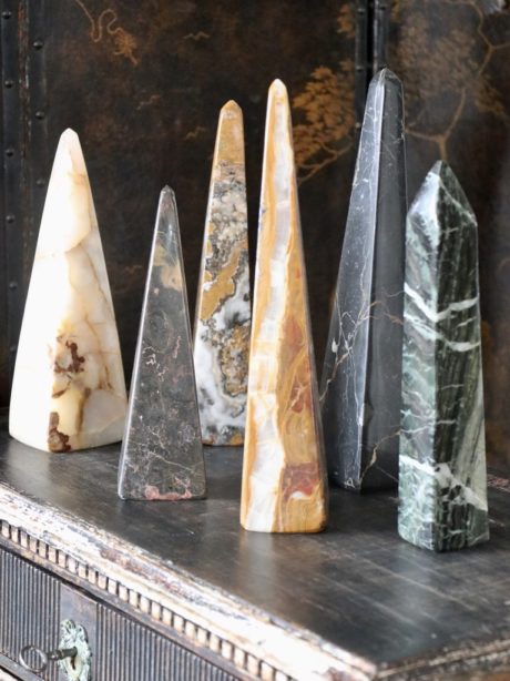 Collection of Neoclassical solid marble obelisks