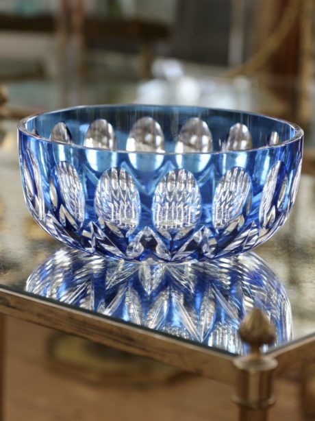 A cobalt blue cut crystal bowl