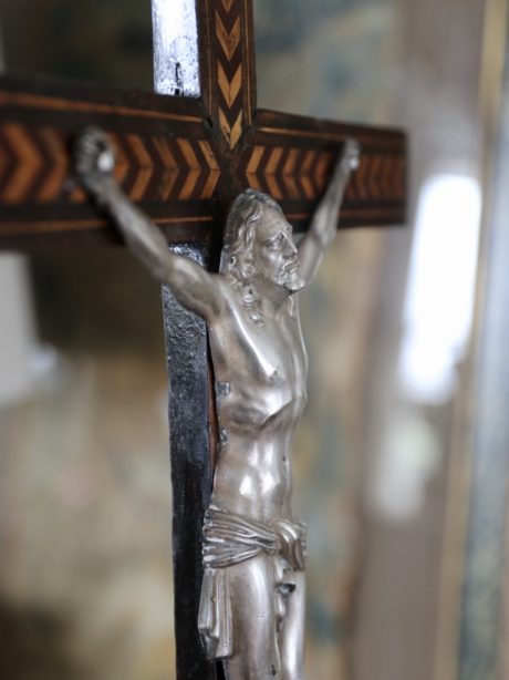 Antique French standing altar crucifix