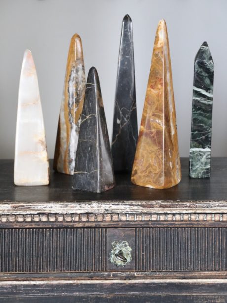 Collection of Neoclassical solid marble obelisks