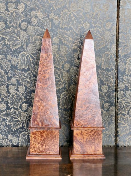Pair of Art Deco Thuya burl obelisks c.1920