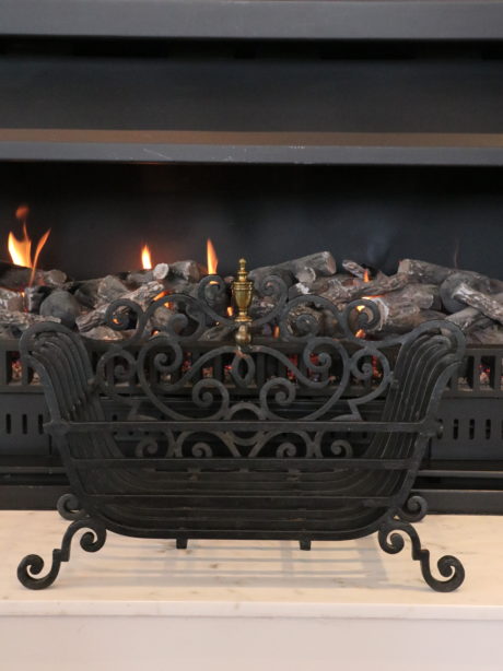 Mid century Cast iron hearth log basket