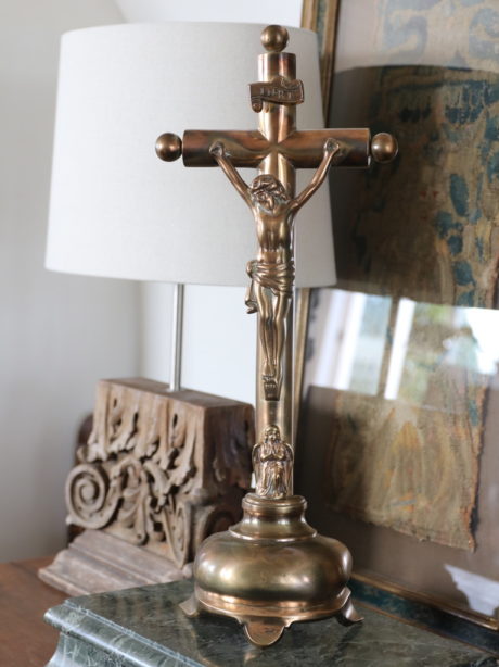 A French gilt bronze altar crucifix