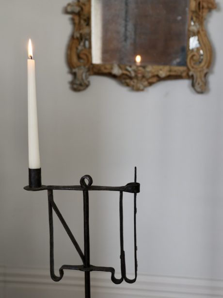 18th century wrought iron candle holder