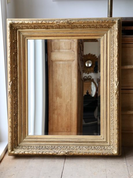 Antique French gilded Gesso bevelled mirror