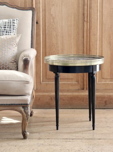Ebonised empire style marble top side table