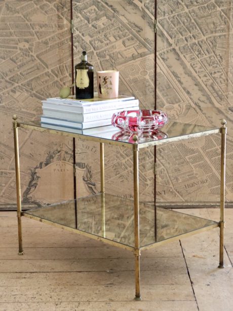 Maison Baguès glass and brass sofa table