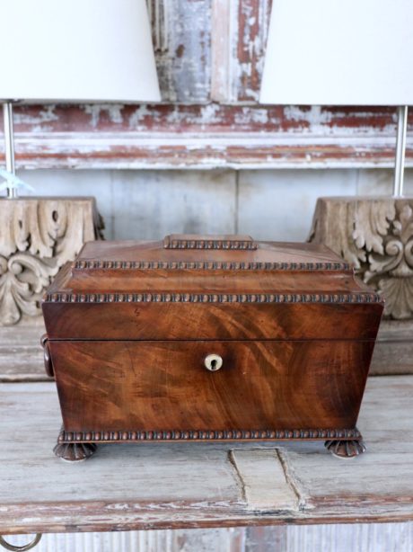 Antique Sarcophagus shaped tea caddy