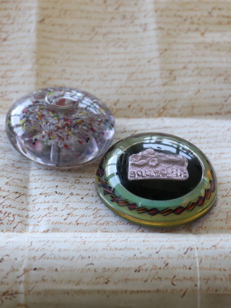 Pair of rare antique glass paperweights