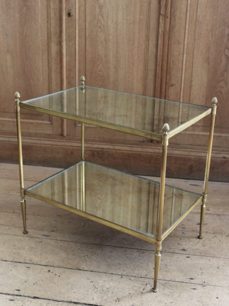 Baguès style mirrored brass side table