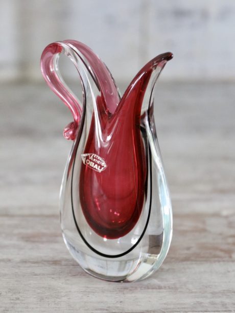 Oball Murano Cranberry Sommerso jug vase