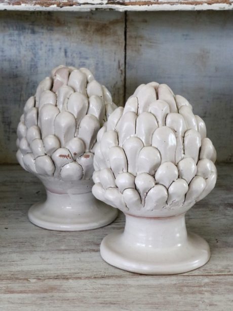 Handmade ceramic pinecones from Italy