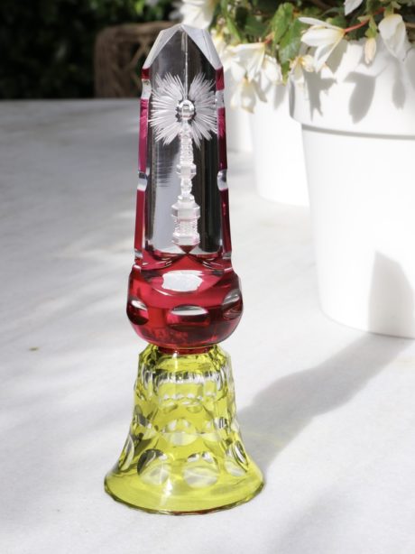 Val St Lambert crystal monstrance obelisk