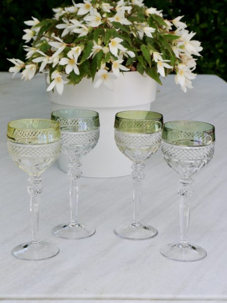 Bohemian cut crystal wine glasses with lustre finish