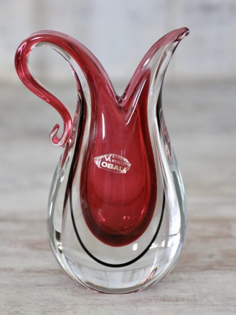 Oball Murano Cranberry Sommerso jug vase