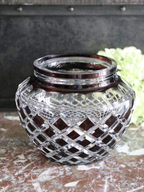 Aubergine Val St Lambert crystal vase