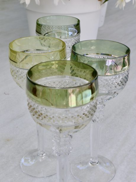 Bohemian cut crystal wine glasses with lustre finish
