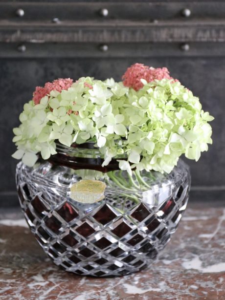 Aubergine Val St Lambert crystal vase