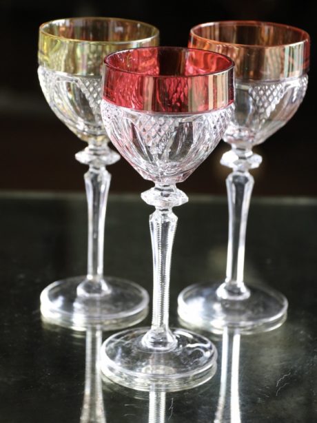 Bohemian cut crystal wine glasses