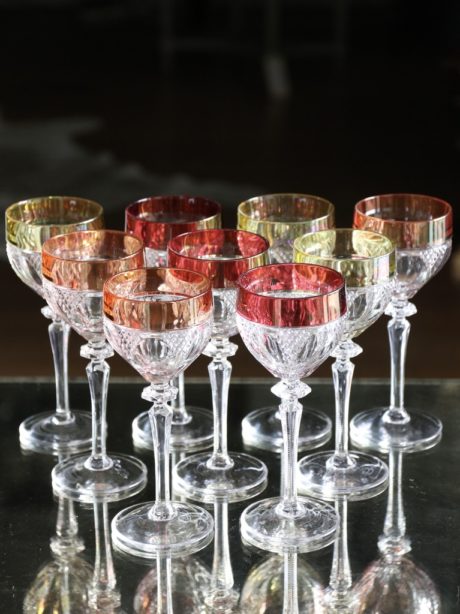 Bohemian cut crystal wine glasses