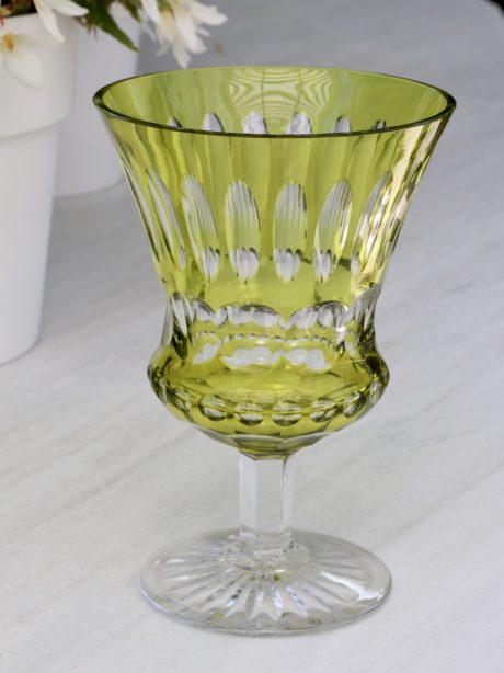 Chartreuse Val St Lambert crystal lidded Drageoir