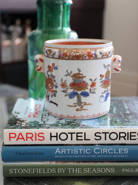 Imari style ceramic cache pot or planter